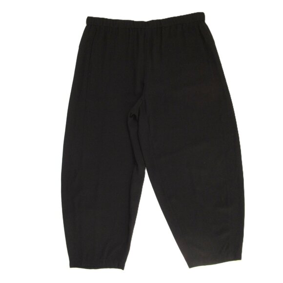 NWT Eileen Fisher Petite Lantern Ankle in Black Silk Georgette Pants PL - Picture 4 of 6